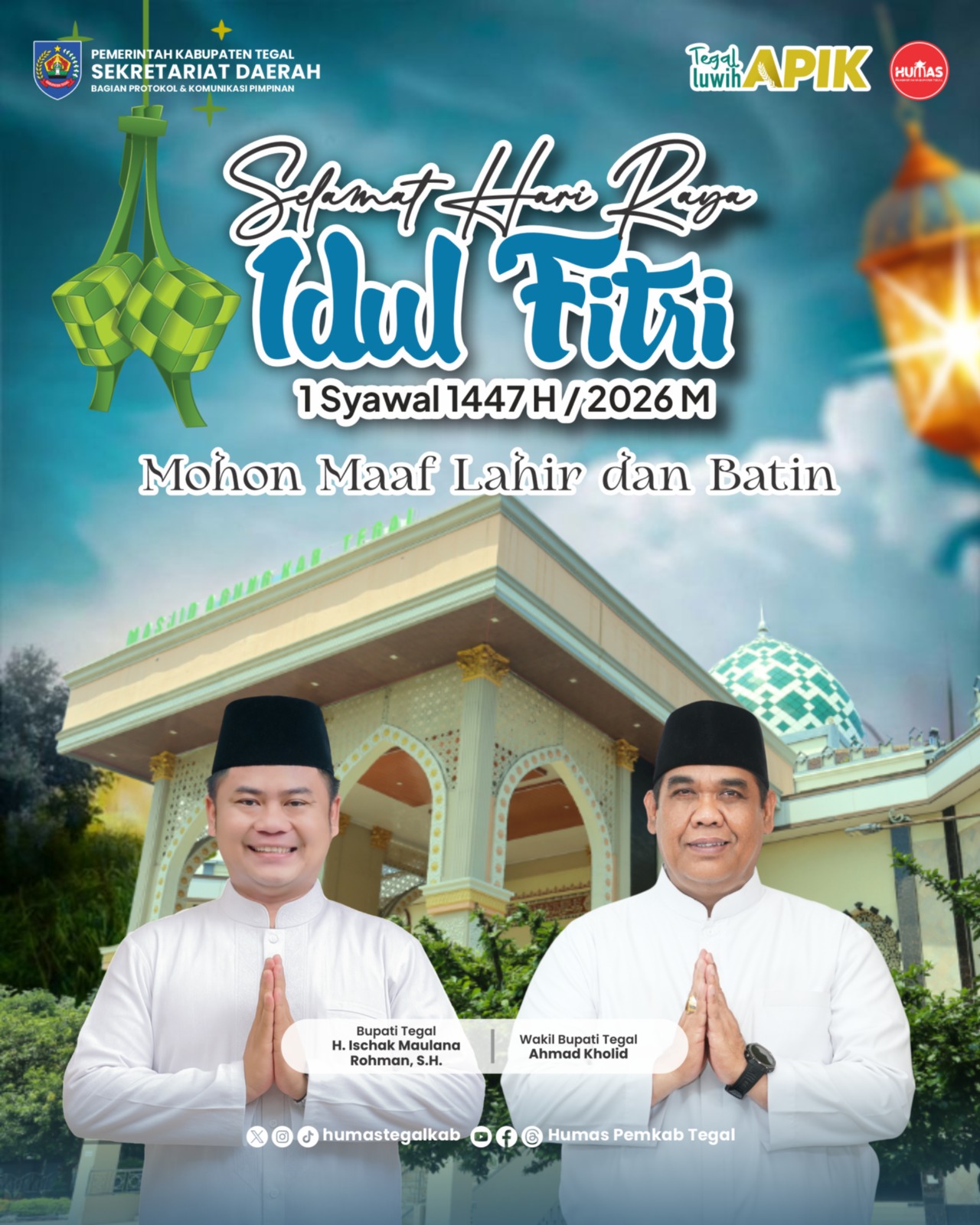 Selamat hari raya idul fitri - bupati tegal