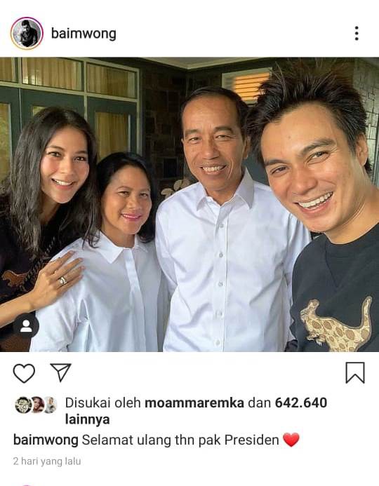 Tulis ‘Jokowi Presiden Terbaik’, Baim Wong Dibully lalu Ganti Caption dan Kunci Komentar