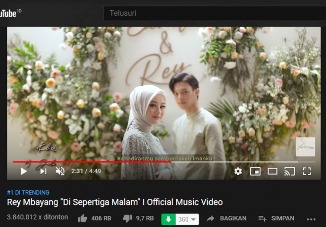 Trending 1 Youtube, di Sepertiga Malam Rey Mbayang dan Dinda Hauw Geser Kemesraan Lesty dan Rizky Billar