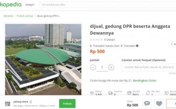 Siapa Mau Beli? Gedung DPR dan Isinya Dijual Murah di Toko-toko Online