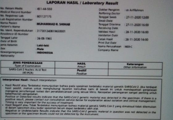 Jubir Satgas Covid-19 Belum Bisa Konfirmasi Kebenaran Hasil Swab Habib Rizieq, FPI: Itu Hoaks