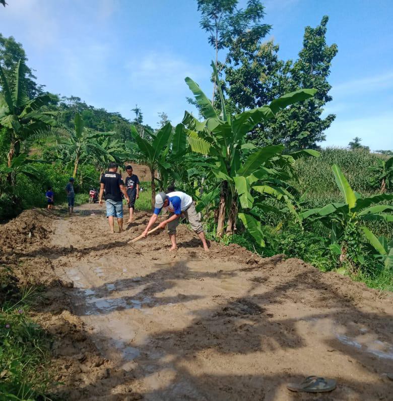 Tak Kunjung Diperbaiki, Warga Urunan Perbaiki Jalan Kabupaten di Desanya