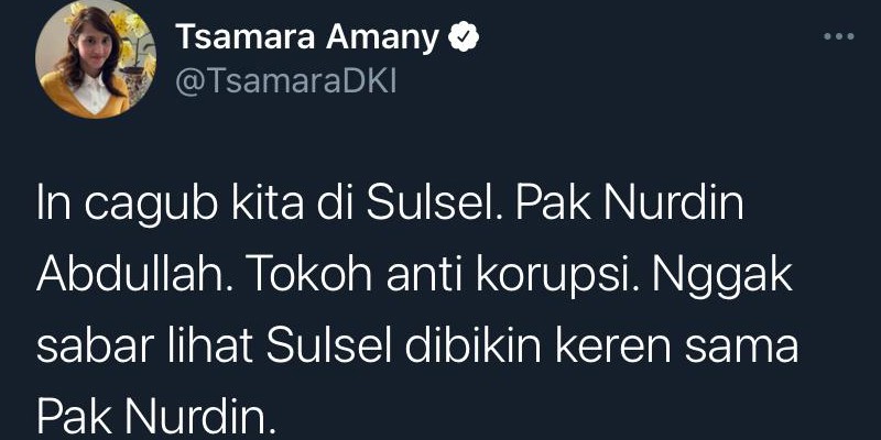 Dulu Tsamara PSI Bilang Nurdin Abdullah Tokoh Antikorupsi, Sekarang Malah Ditangkap KPK