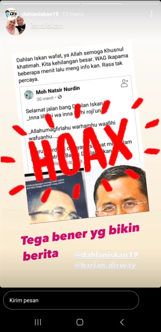 Pastikan Kabar Dirinya Meninggal Hoax, Dahlan Iskan: Tega Bener