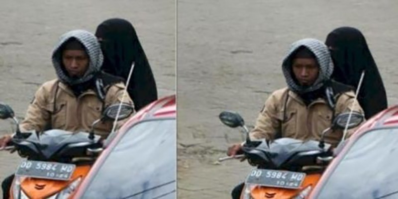 Bomber Wanita Membonceng Motor Menghadap ke Kanan, Foto Pelaku Bom Bunuh Diri Makassar Diragukan Netizen