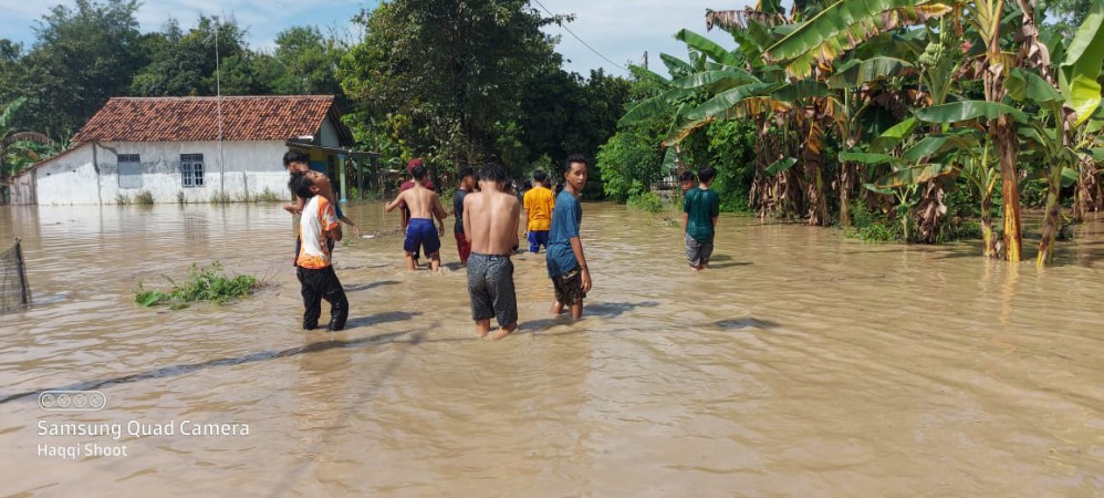 Sungai di Jatibarang Meluap, Ratusan Rumah dan Puluhan Hektare Sawah Terendam Banjir