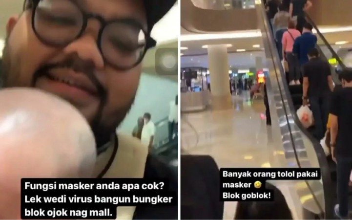 Viral Kata-katai Pengunjung Mal yang pakai Masker Goblok, Pria Berewokan Diburu Polisi