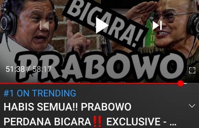Trending 1 YouTube dalam Waktu 10 Jam, Deddy Corbuzier: Thank You Mr Prabowo