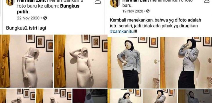 Bungkus Istri Pakai Kain layaknya Mumi, Ada yang Pakai Mukena lalu Difoto seperti Model