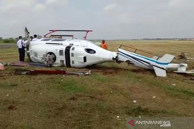 Helikopter yang Jatuh di Tangerang Baru Terbang 100 Meter Lalu Tertiup Angin Kencang