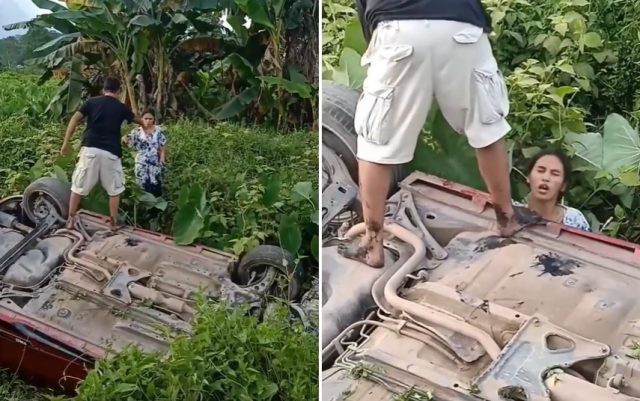 Mobil Bawa Pasangan Berantem Terguling ke Rawa, Ribut Lagi Setelah si Cewek Terpeleset ke Lumpur