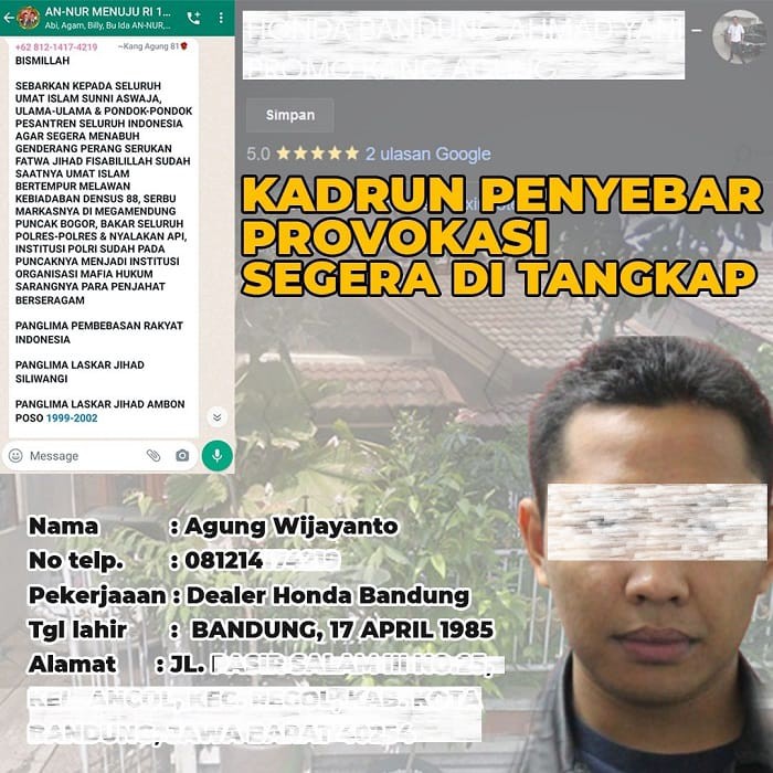 Serukan Jihad Lawan Densus 88 dan Bakar Polres, Foto Agung Wijayanto Beredar