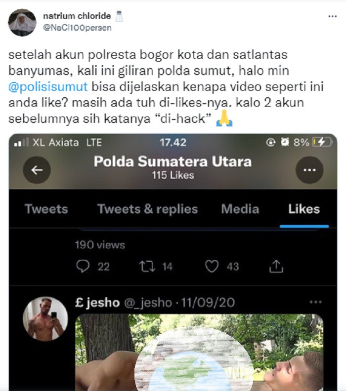 Twitter Polda Sumut Tertangkap Warganet Nge-Like Video Bokep Jeruk Makan Jeruk' Susul Polresta Bogor