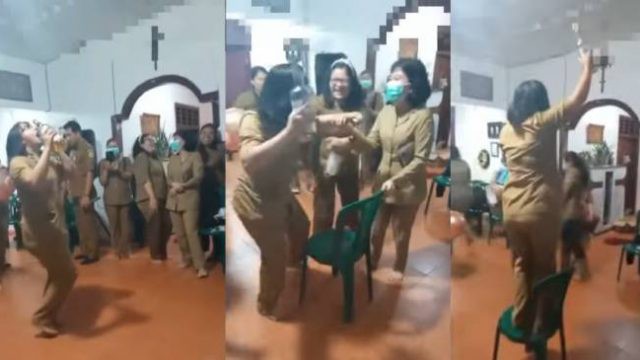 Oknum ASN Joget Sambil Bawa Botol Miras Pakai Seragam, Warganet: Copot