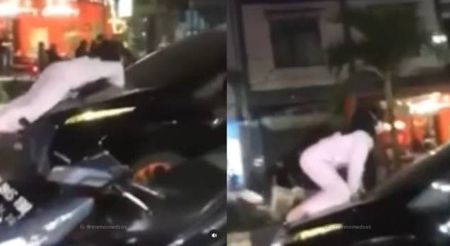 Nekat! Tidak Terima Suami Bawa Pelakor, Istri Langsung Naiki Kap Mobil yang Melaju