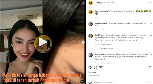 Video Hot Cassandra Angelie Tersebar dan Bikin Riuh, Tidak Ditahan Meski Berstatus Tersangka