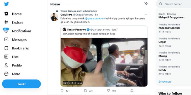 Ganjar Dinasihati Netizen Saat Rekam Jokowi 