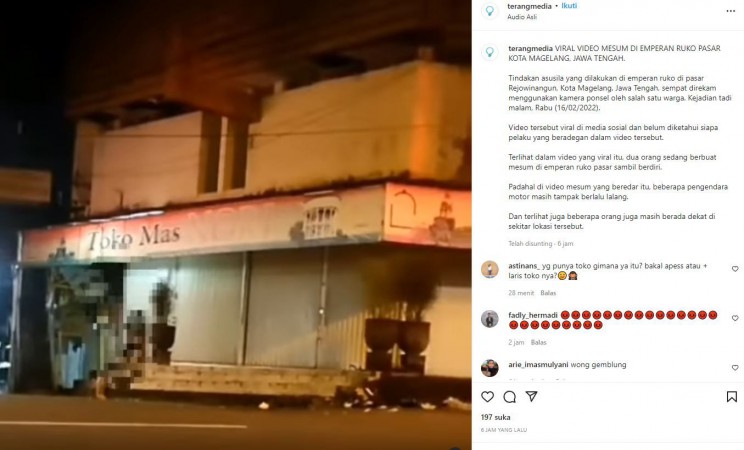 Dua Sejoli Berbuat Mesum di Emperan Ruko Pasar di Magelang, Netizen: Asli Ini Udah Mulai Tanda2 Kiamat