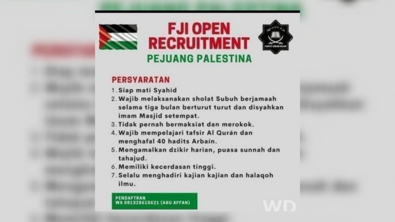 Rekrutmen Jihad ke Palestina Viral di Medsos, Netizen: Semangat Drun, 4.900 Bidadari Menanti Kalian