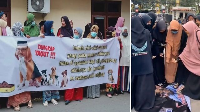 Emak-emak Bawa Poster Anjing Berkepala Menag Yaqut Cholil, Putri Gus Dur: Astagfirullah