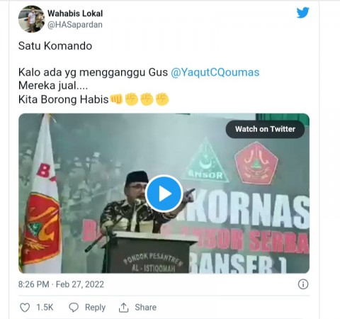 Video Berdurasi 10 Detik Gus Yaqut Beredar: Mereka Jual Kita Borong Habis!