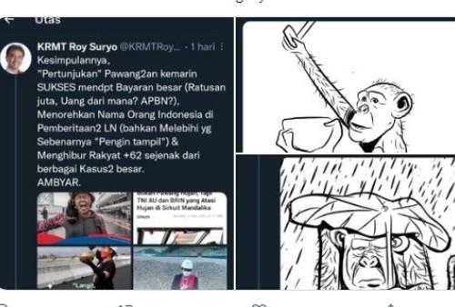 Ngeledek Pawang Hujan dengan Ilustrasi Monyet, Roy Suryo Dituding Rasis, Netizen Geram