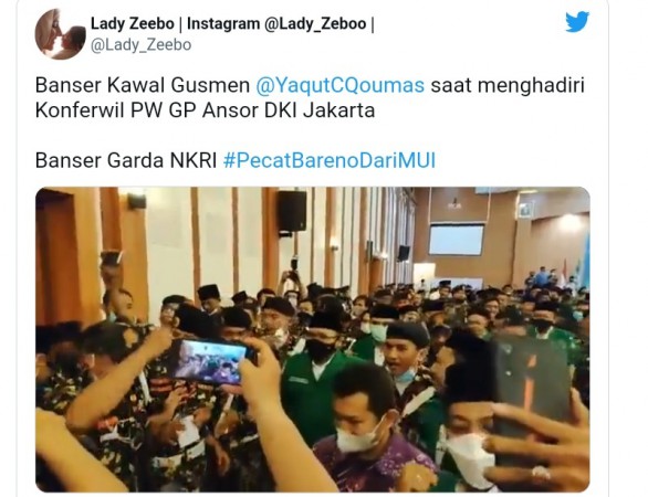 Tagar #PecatBarenodariMUI Muncul di Video Banser Jaga Ketat Gus Yaqut