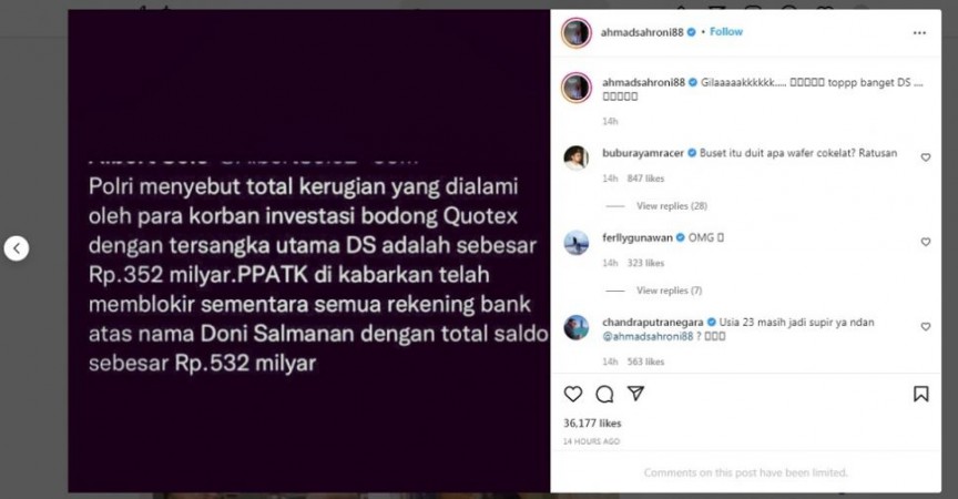 Gilaaaak! Ahmad Sahroni Kaget saat Bongkar Rekening Doni Salmanan yang Capai Rp532 Miliar