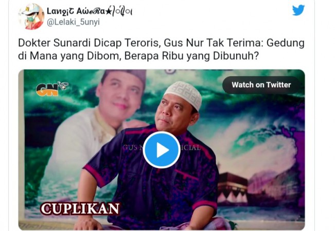 Dokter Sunardi Dicap Teroris dan Ditembak Mati, Gus Nur Berang: Mana yang Dibom?