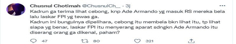 Ade Armando Dikeroyok Dibandingkan dengan Laskar FPI, Chusnul Chotimah: Kadrun Gak Terima