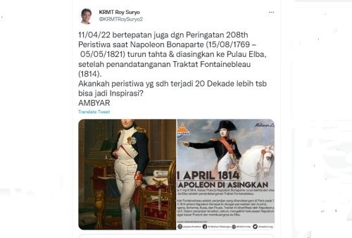 Tagar Goodbye Jokowi Viral, Roy Suryo Posting Pengasingan Napoleon Bonaparte: Ambyar!