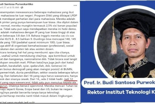 Sindir Mahasiswi Berjilbab sebagai Manusia Gurun, Rektor ITM Budi Santosa Diduga Rasis