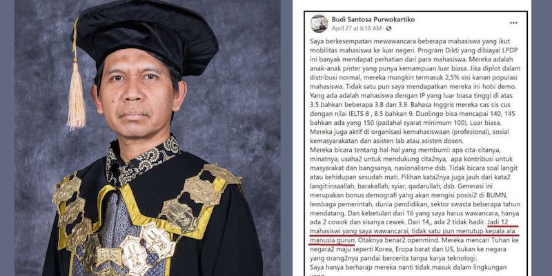 Status Facebooknya Dikecam, Ketua Komisi VIII DPR: Keterlaluan, Copot Rektor ITK Budi Santosa