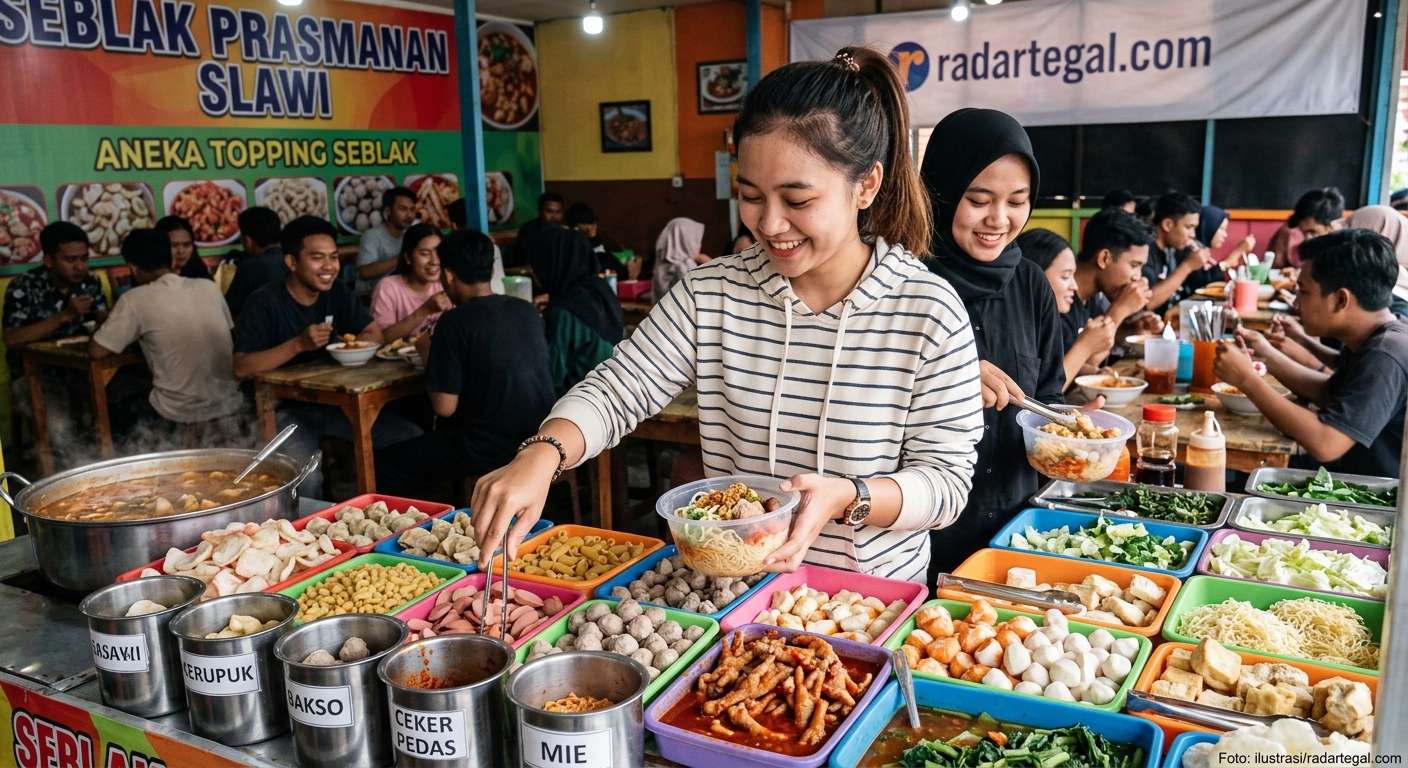 Seblak Prasmanan Slawi Bikin Heboh, Anak Muda Rela Antre demi Sensasi Pedas Kekinian
