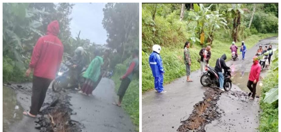 Amblas, Jalan Kabupaten di Desa Tembongwah Tegal Ditutup untuk Kendaraan Roda 4 