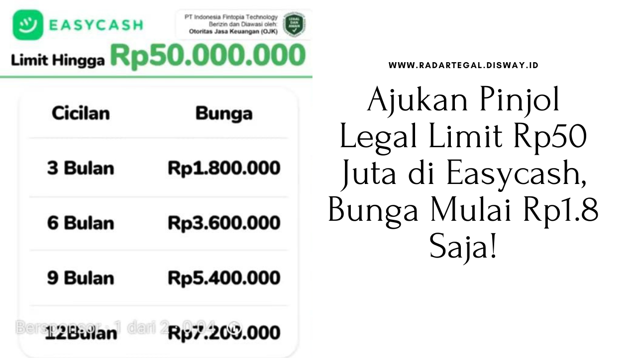 Ajukan Pinjol Legal Limit Rp50 Juta di Easycash, Bunga Mulai Rp1.8 Saja!