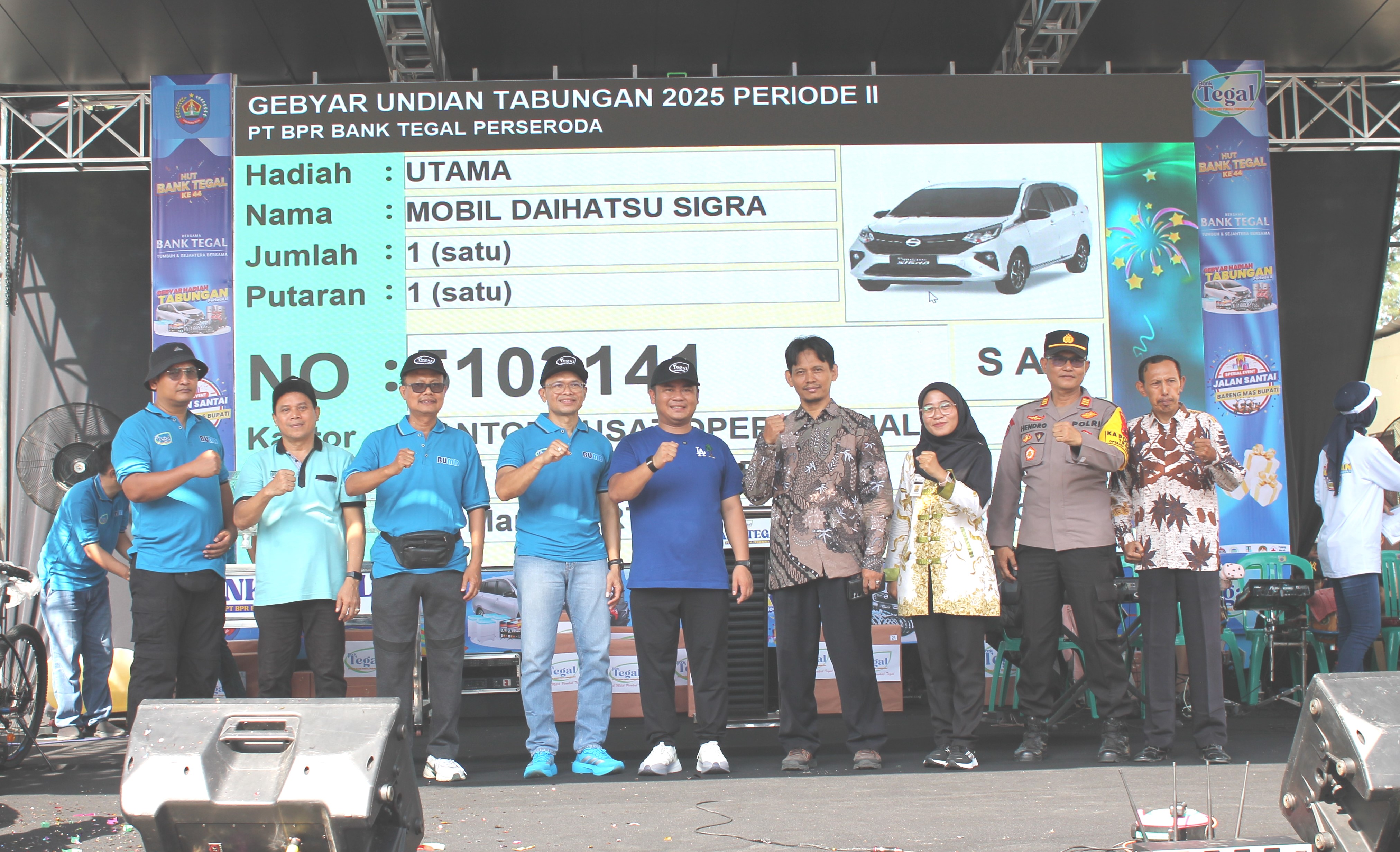 Rayakan HUT ke-44, Bank Tegal Gelar Gebyar Undian Tabungan Berhadiah Periode II 2025