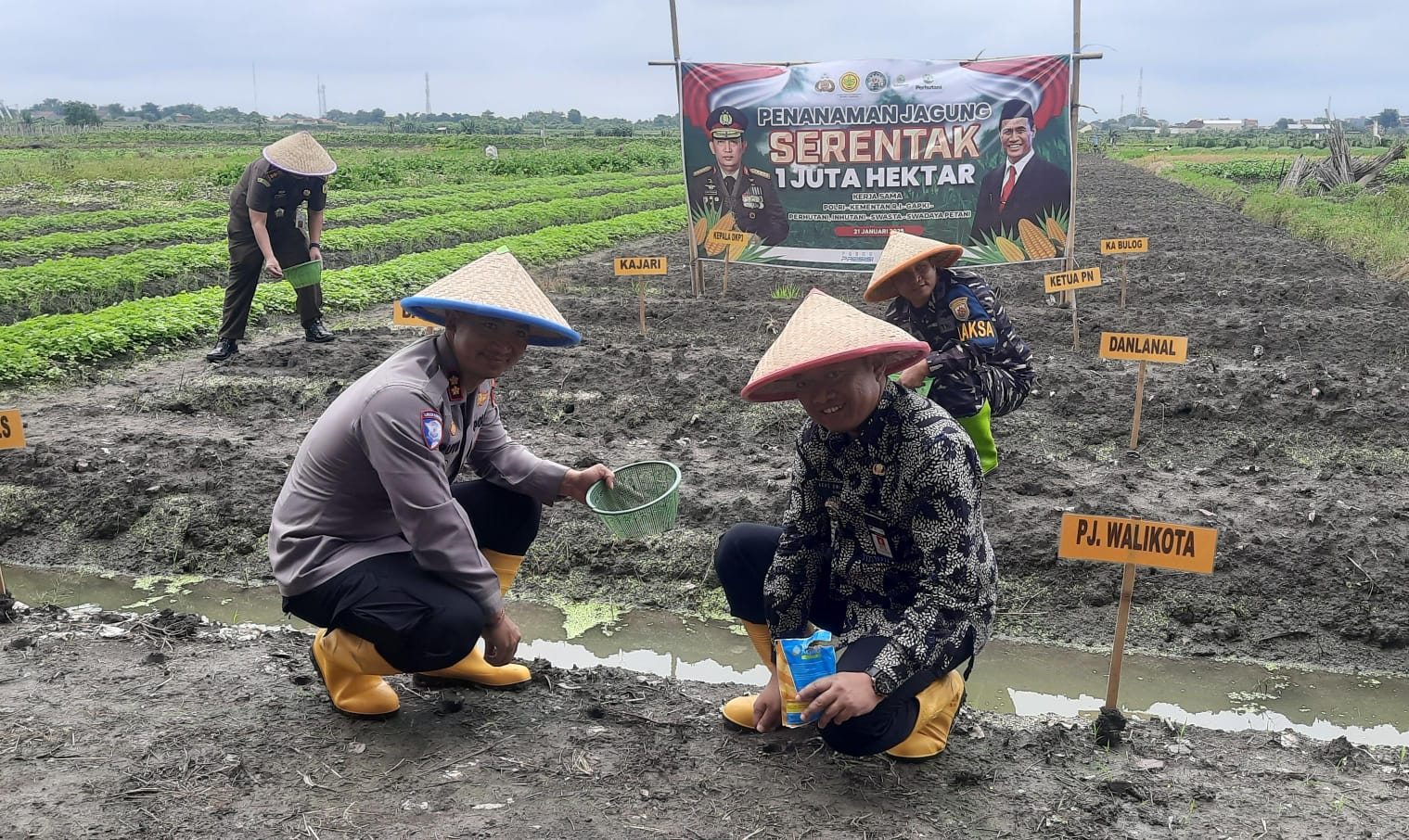 Dukung Ketahanan Pangan, Pj. Walkot Tegal Ikuti Penanaman Jagung Serentak 