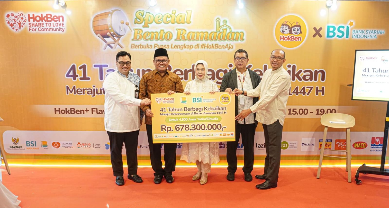 Perkuat Ekosistem Ziswaf, BSI dan HokBen Santuni 4.500 Anak Yatim di Ramadan 2026