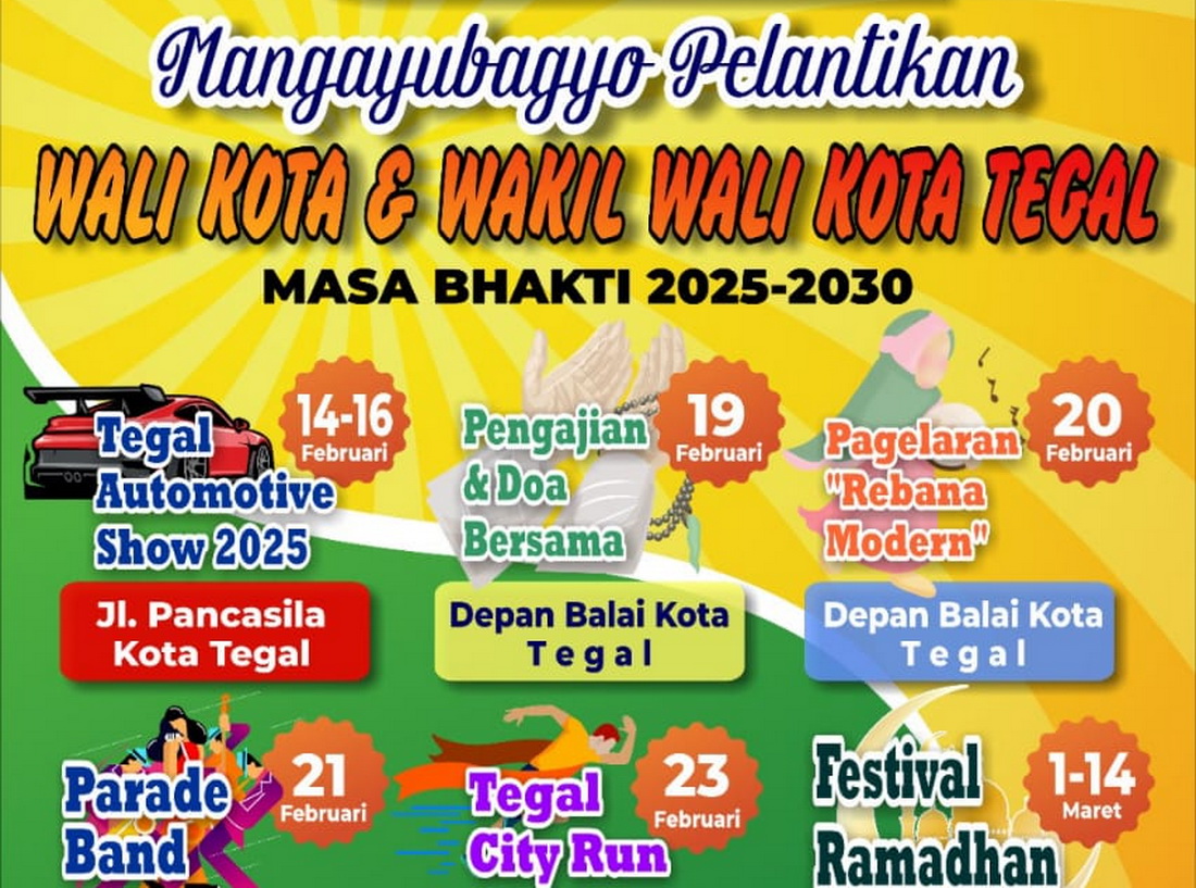 Rangkaian Kegiatan Menyambut Pelantikan Wali Kota Wakil Wali Kota Tegal Terpilih 2024, Ini Jadwalnya