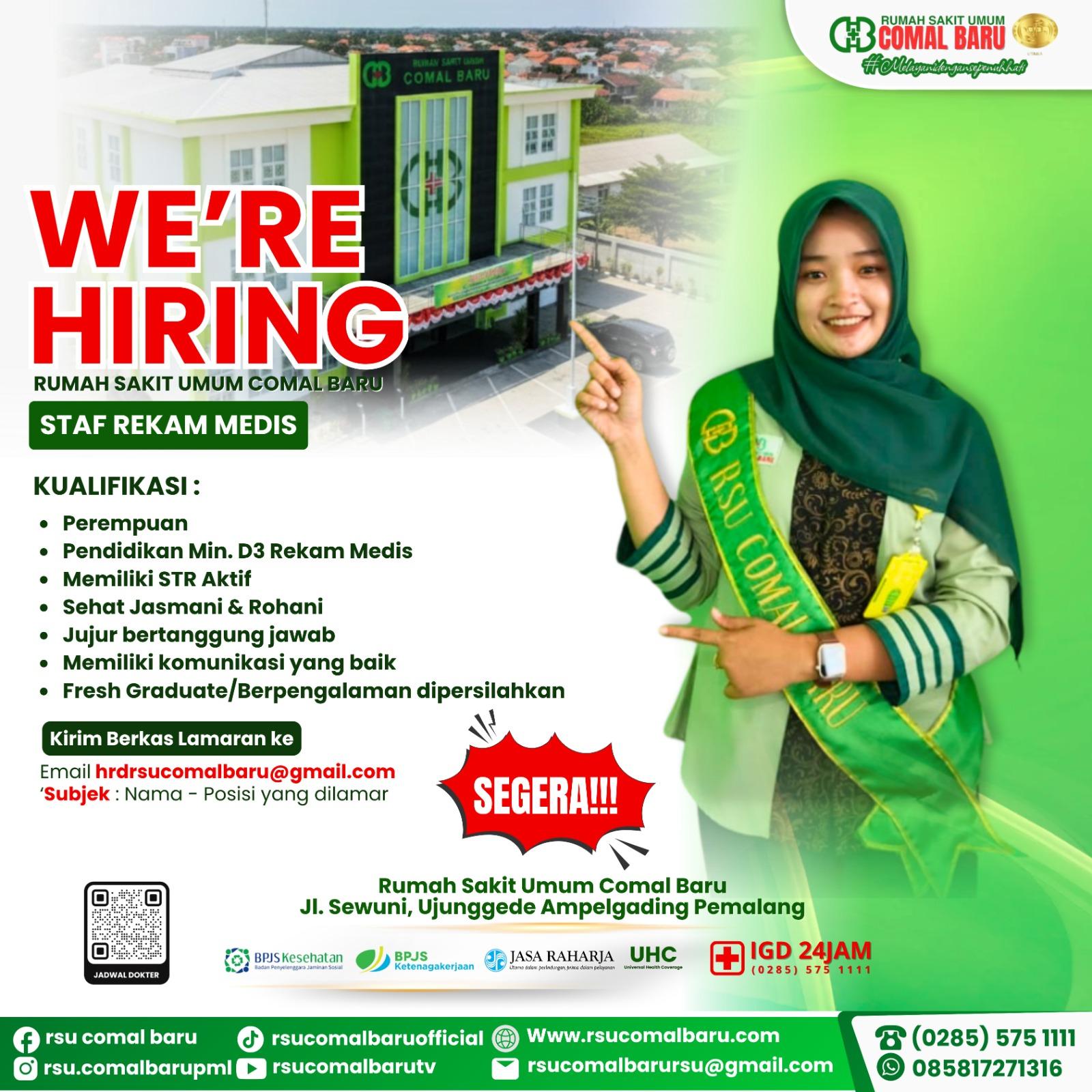 RSU Comal Baru Pemalang Kembali Buka Lowongan, Ini Posisi dan Cara Melamarnya