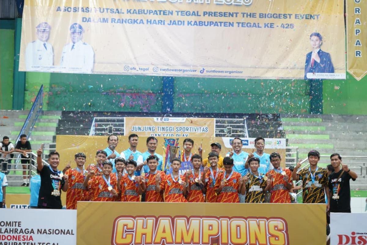 Daftar Juara Liga Futsal Pelajar Piala Bupati Tegal 2026, Ischak: Jaring Atlet Muda Bertalenta