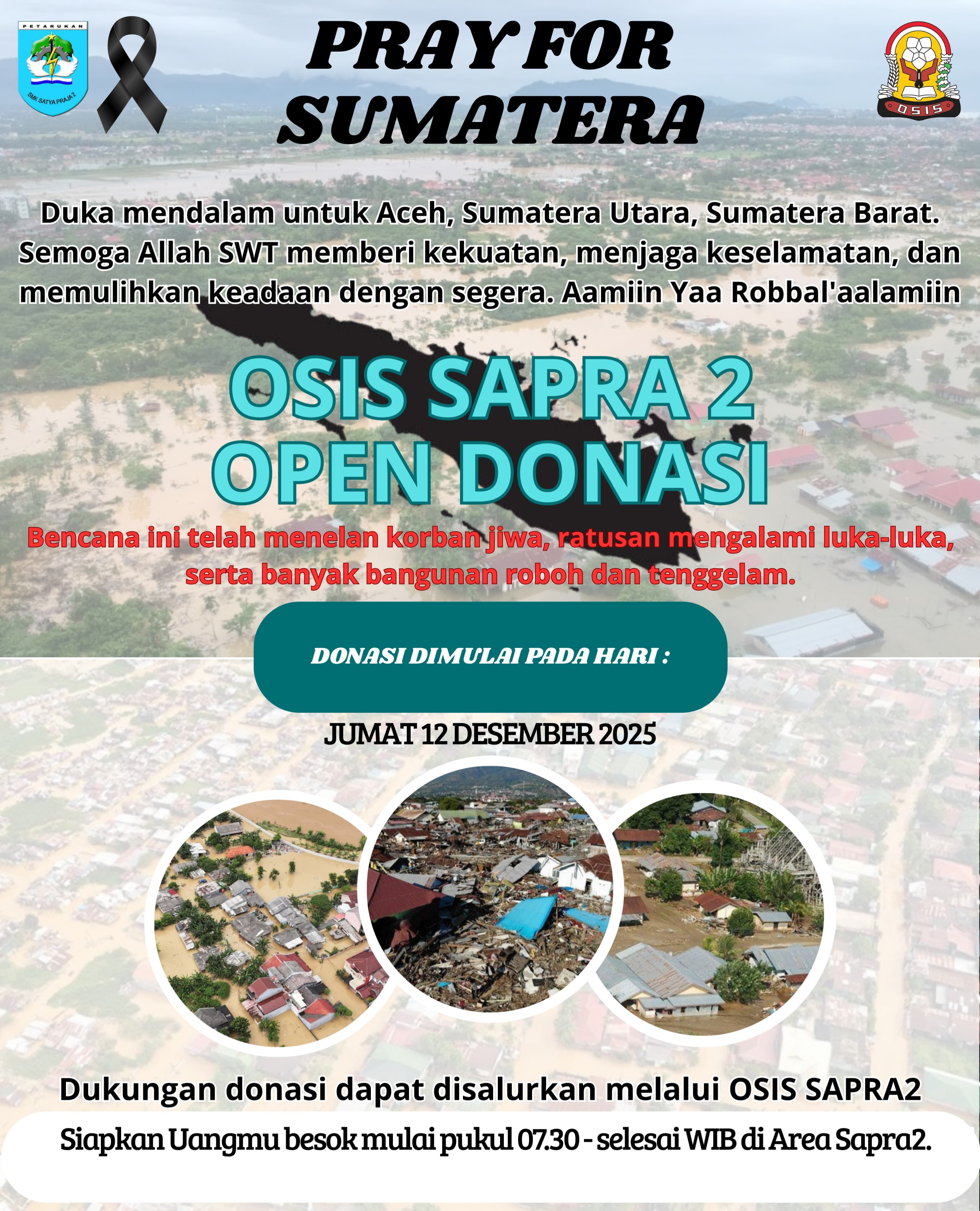 Peduli Sumatera, OSIS SMK Satya Praja 2 Petarukan Galang Donasi untuk Korban