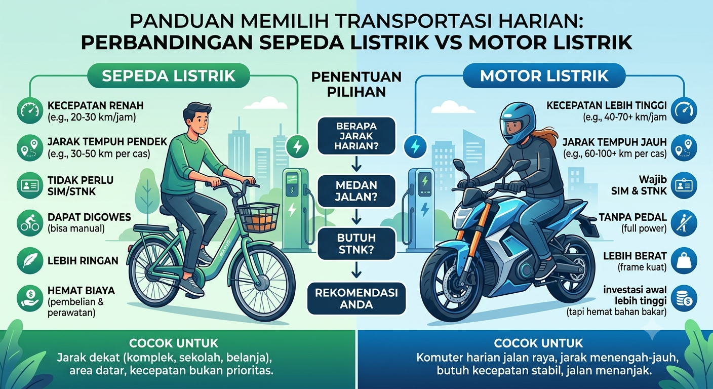 Perbandingan Sepeda Listrik dengan Motor Listrik Mana Paling Untung?
