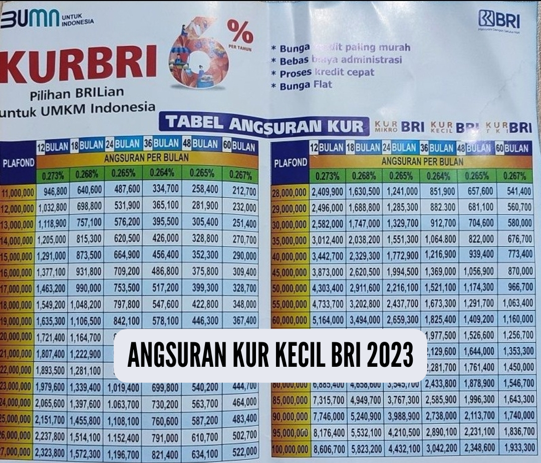 Pinjam Rp150 Juta di KUR BRI Kecil 2023 Tenor 5 Tahun, Angsuran Cuma Rp3 Jutaan