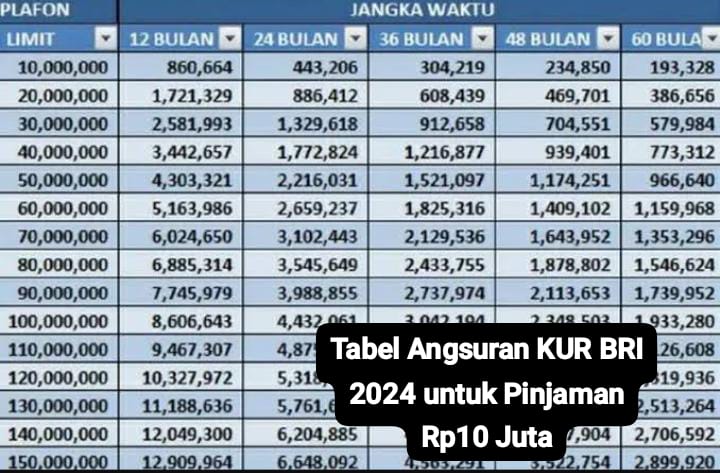 Idaman Pelaku UMKM, Simak Tabel Angsuran KUR BRI 2024 Plafon Rp10 Juta Tanpa Jaminan dengan Cicilan Rendah