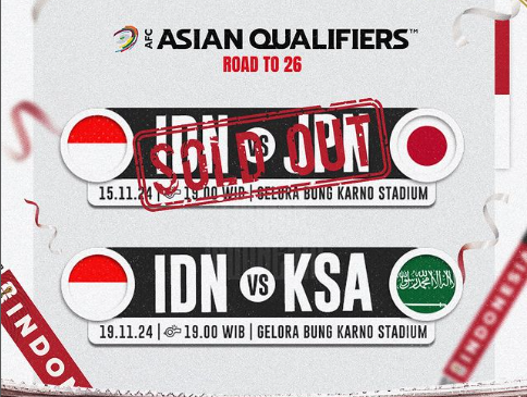 60.000 Tiket Timnas Indonesia vs Jepang Ludes Terjual Hari Ini