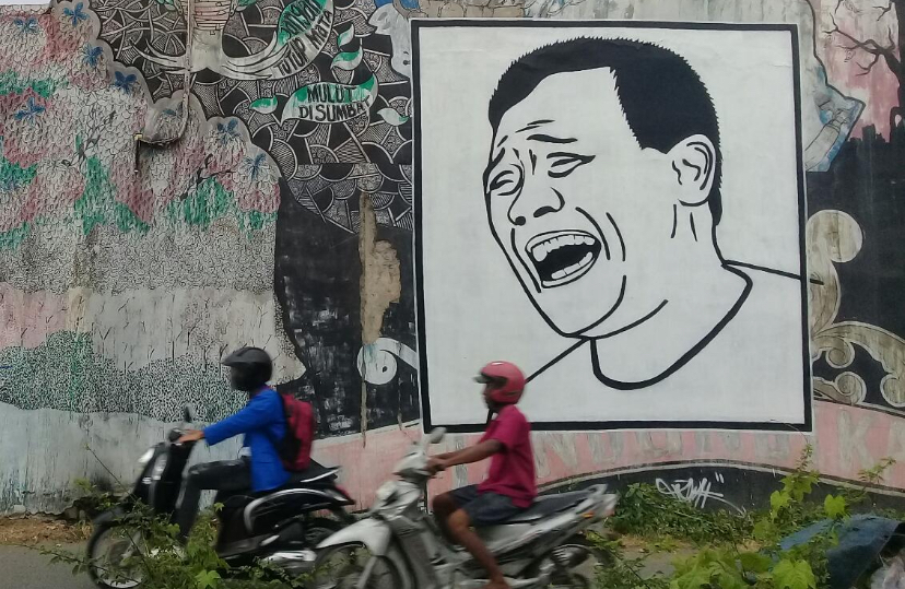 Mural Wajah Cagub Jateng Berkonsep Yaoming Hiasi Kota Brebes