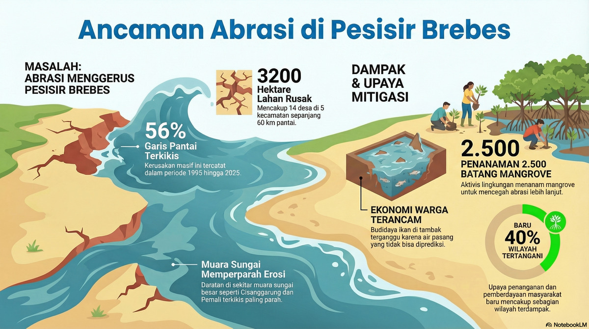 56 Persen Pesisir Brebes Tergerus Abrasi, Aktivis Lingkungan Lakukan Hal Ini