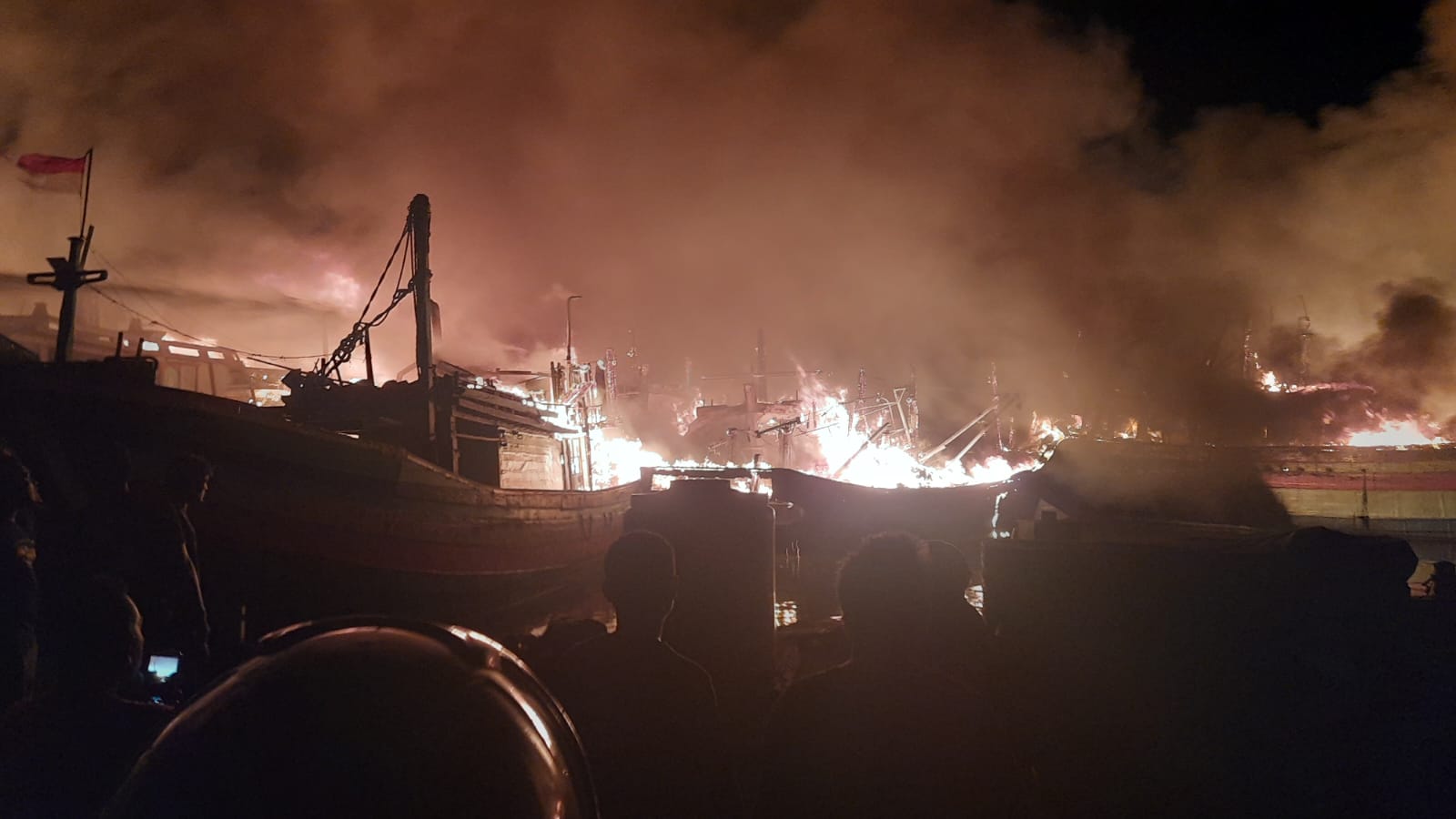 52 Ships in Jongor Port, Tegal Indonesia Burned